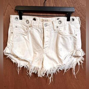 We the Free White Distressed Cut off Jean shorts size 28